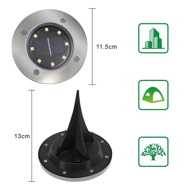 4PCS Solar Powered Disk Lights 8LED Solar Pathway Lights Outdoor Waterproof Garden Landscape Lighting for Yard Deck Patio
