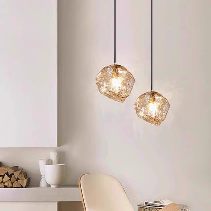 Modern Retro Ice Cube Glass Bedroom Bedside Long Line Small Chandelier Dining Room bar Counter Atmosphere Stone Small Chandelier