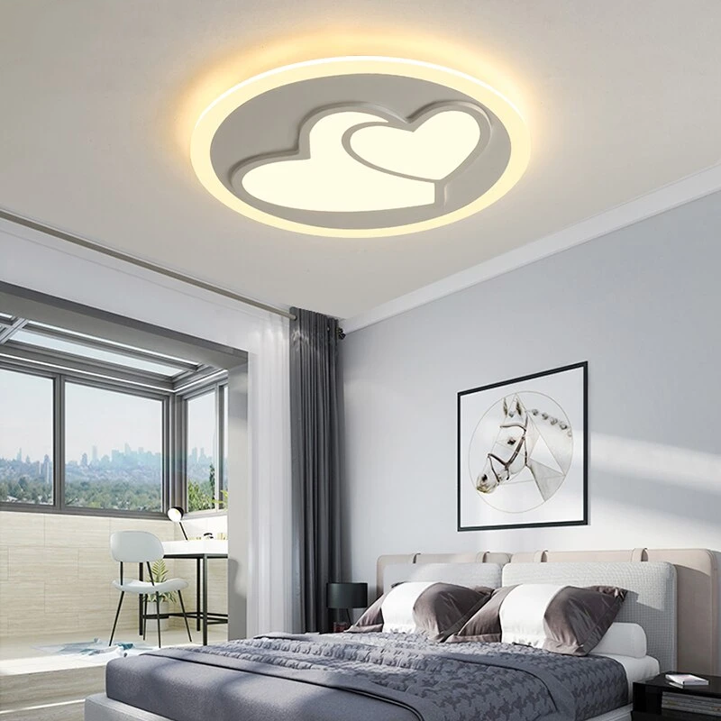 Acrylic Modern Led Ceiling Lights Pink Heart Shape  For Living Room Bedroom Dining Room Home Ceiling Lamp Lighting