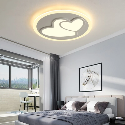 Acrylic Modern Led Ceiling Lights Pink Heart Shape  For Living Room Bedroom Dining Room Home Ceiling Lamp Lighting