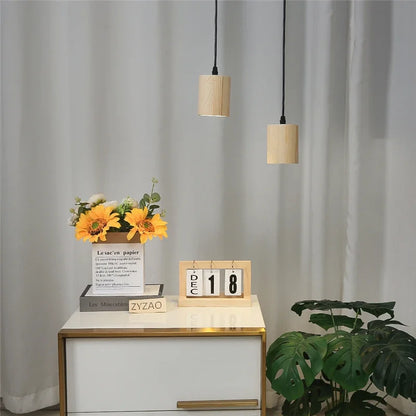 Modern Wooden Pendant Lights Nordic Simple Creative Solid Wood Lamps Pendant Lamp E27
