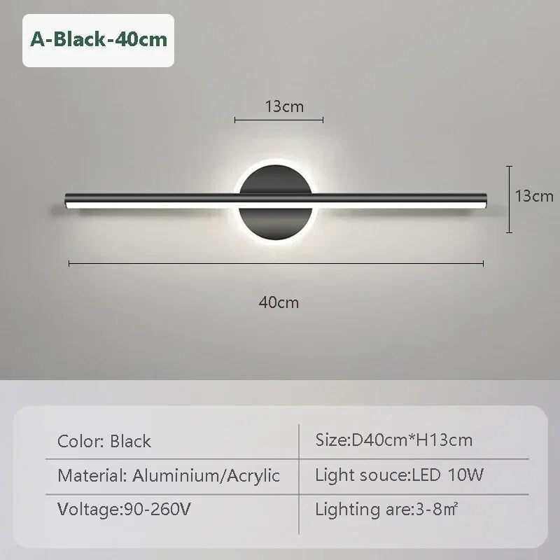 Modern LED Wall Lamp Mirror Light Bathroom Toilet Black Gold Long Strip Fixture Led Lighting Lamps