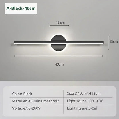 Modern LED Wall Lamp Mirror Light Bathroom Toilet Black Gold Long Strip Fixture Led Lighting Lamps