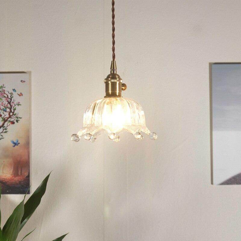 Nordic Brass Glass Pendant Lamp Modern Little Crown Pendant Lights LED E27 Decoration Hanging Lamp For Cafe Bedroom Bedside