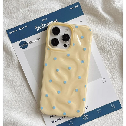 Love Polka Dot Folds Texture Phone Cases For IPhone 16 15 14 Soft Silicone Shockproof Case