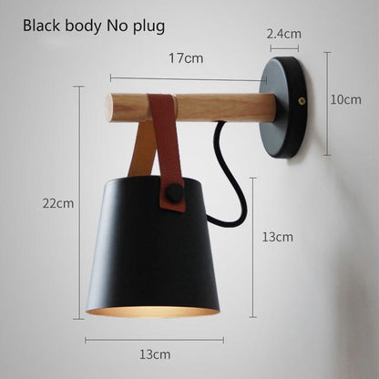 Nordic Wood Wall Lights Bedroom Beside LED Lights Black & White Modern E27 Wall Lamps LED Restaurant Bar Lighting E27 ZBD0016