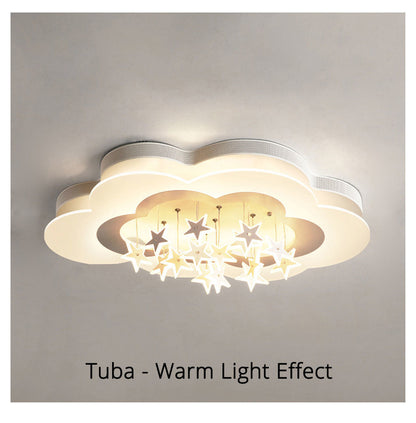 White Stars Led Celling Lights For Child Room Bedroom New Acrylic Moon Star Iron Body Modern Remote Control Lamp Lighting