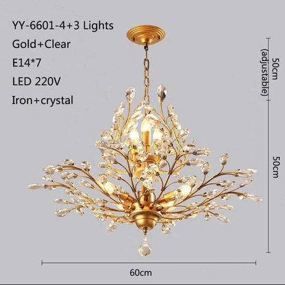 American Luxurious Crystal Chandelier E14 LED 220V For Restaurant  Lighting Chandelier Modern Home Decor Lighting Fixtures Room