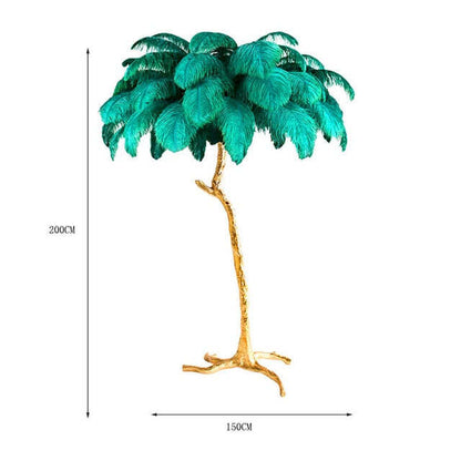 Nordic Luxury Ostrich Feather LED Floor Lamp Copper Brass/Resin Floor Light Art Deco Floor Lamps for Living Room Standing Light
