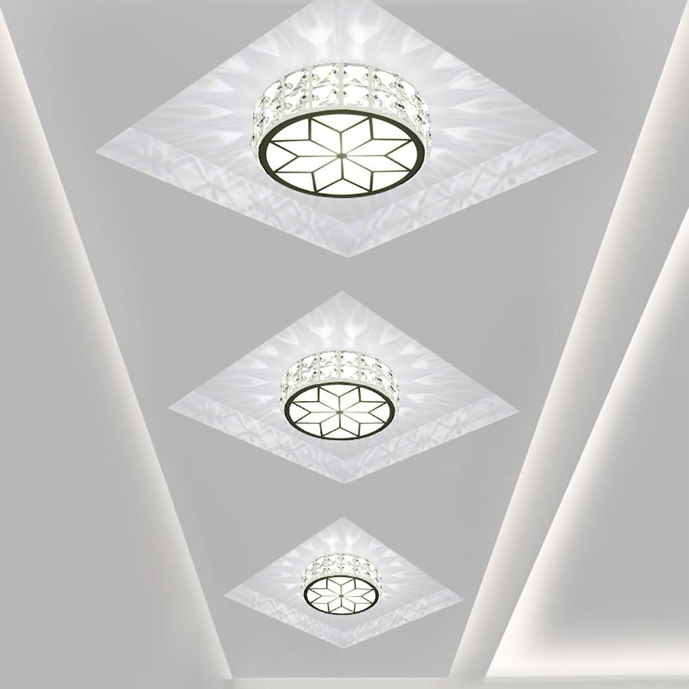Modern Metal Crystal Ceiling Lamp For Hallway Dinning Room 6W/12W Glass Lampshade Round Aisle Lighting