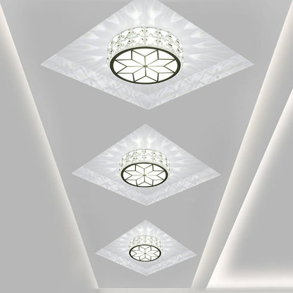 Modern Metal Crystal Ceiling Lamp For Hallway Dinning Room 6W/12W Glass Lampshade Round Aisle Lighting