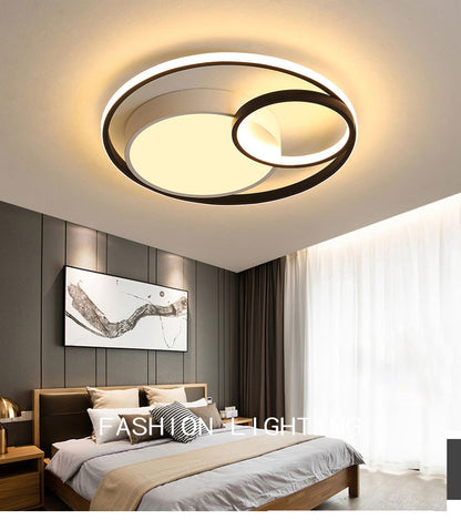 Modern LED Ceiling Lamp For Bedroom Study Room White Black Grey Frame Indoor Lighting Lights Lampadario Luminaria Lustres