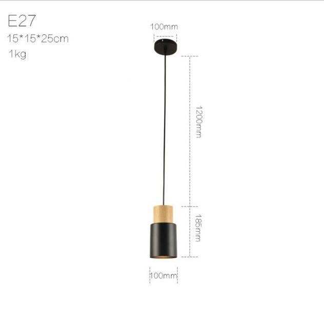 Long Wood Tube Pendant Lamp Kitchen Island Dining Living Room Bedside Bar Counter Down Cylinder Pipe Down Spot Light