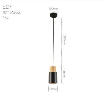 Long Wood Tube Pendant Lamp Kitchen Island Dining Living Room Bedside Bar Counter Down Cylinder Pipe Down Spot Light