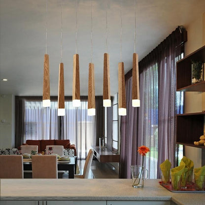 Wood Stick Pendant Lamp Light Modern Bedside Natural Wood Pipe Pendant Lights