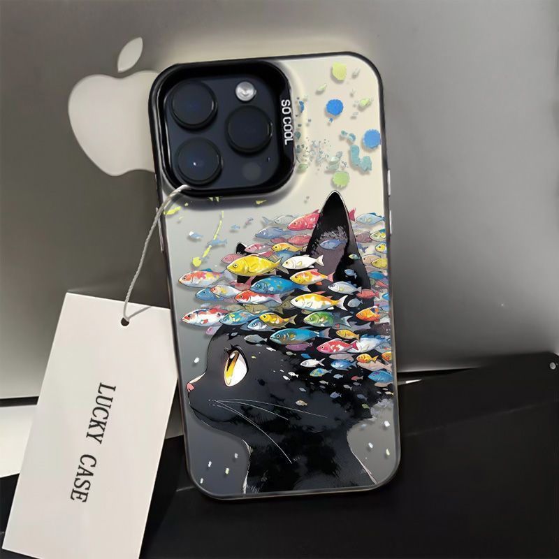 Luxury Cat Animal Phone Case For iPhone 16 Pro Max 13 11 15 14 12 16promax 15promax Hard Matte IMD Funda Cover