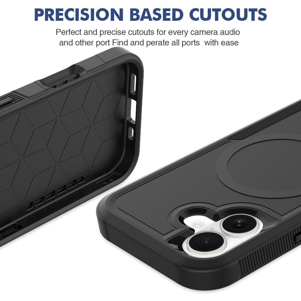Premium 2IN1 Heavy Armor Magnetic Charging Case for IPhone 17 Air 16 15 Pro Max Shockproof PC Matte Protect Cover
