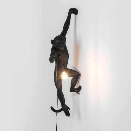 Modern Black Monkey Lamp Hemp Rope Pendant Lights American Country Resin Loft Industrial Hanging Luminaire Home Decor