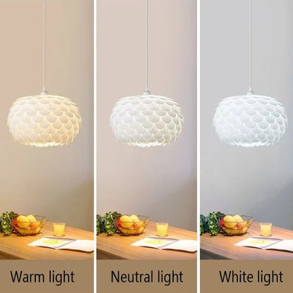 LED Pendant Lamp Creative Fish Scales 3-colour light change Chandelier Lamps  Modern