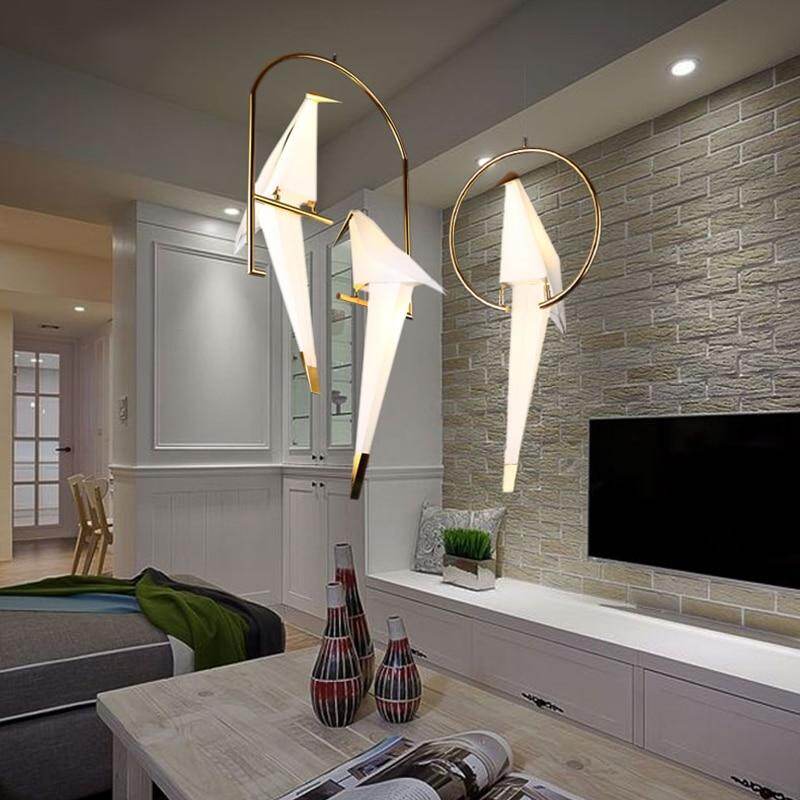 Modern Paper Crane Metal Chandelier For Restaurant Living Room Dining Room Children's Room LED Bird Design Pendant Lamp