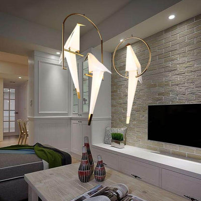 Modern Paper Crane Metal Chandelier For Restaurant Living Room Dining Room Children's Room LED Bird Design Pendant Lamp