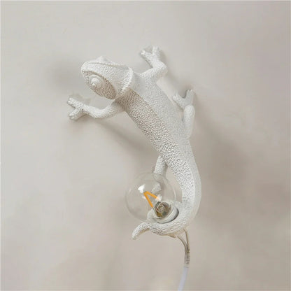 lizard wall lamp be night dorm room Night light living room home decor Cute Resin Animal chameleon Light Fixtures Bedside lamps