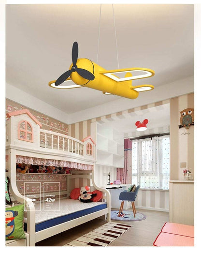 LED Pendant Light For Children Baby Bedroom Blue Airplane Shape Remote Control Lamp Lighting Lamparas Luminaria Avize