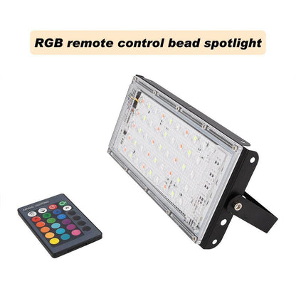 Led Spotlight Outdoor RGB Flood Light 50W 100W AC Waterproof IP66 Reflector Projector Lamp With Color Remote Controller