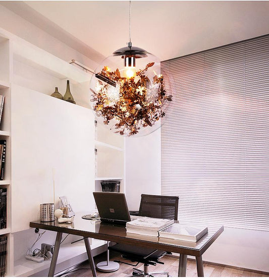 Transparent glass ball chandelier, Nordic, modern, minimalist bedroom, romantic personality, entrance restaurant, Wednesday coff