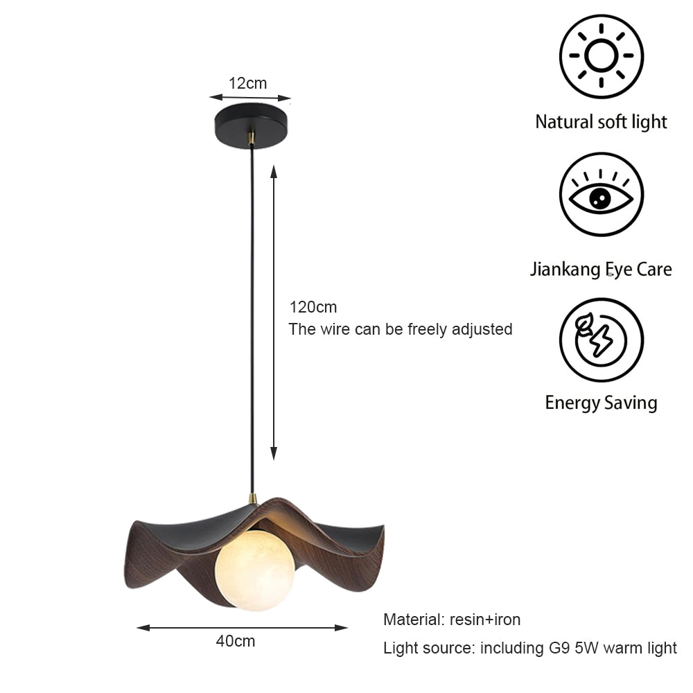 Wabi Sab Lotus Leaf Dining Pendant Light Petal Wood Grain Resin Pendants Lights Colour For Bedroom Dining Room Lighting