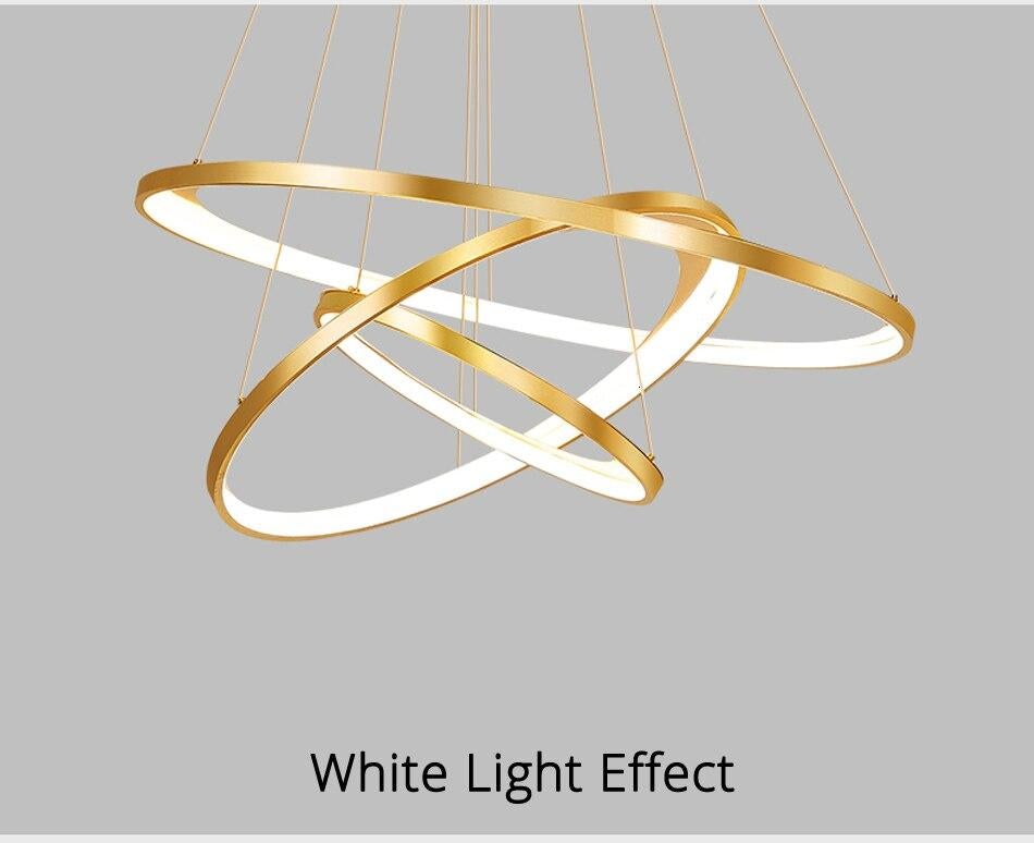 Golden Living Room Chandelier Post Modern Minimalist Atmosphere Light Luxury Nordic Art Ring Network Creative Restaurant Lamps