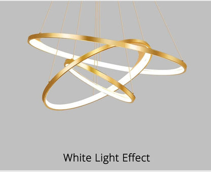 Golden Living Room Chandelier Post Modern Minimalist Atmosphere Light Luxury Nordic Art Ring Network Creative Restaurant Lamps