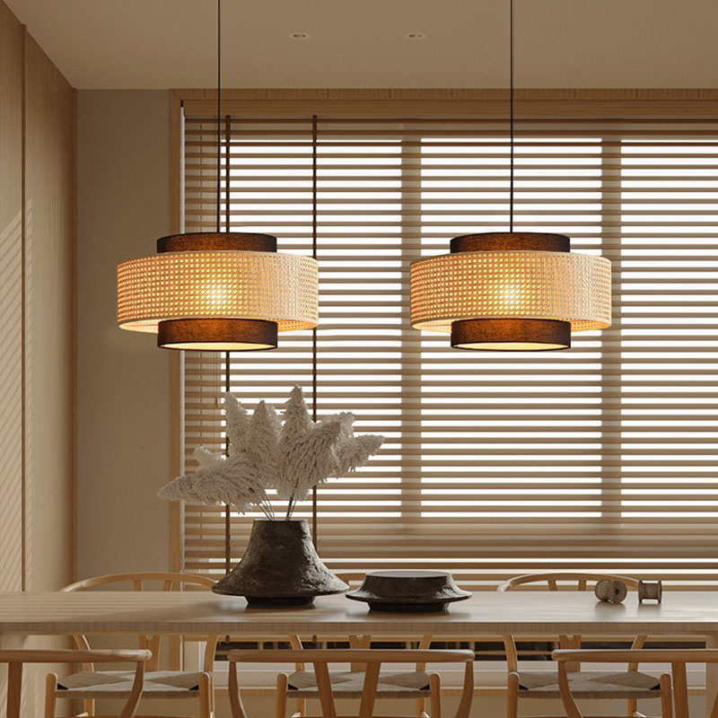 Vintage LED Pendant Light Rattan Warm lamp Pendant Lights Restaurant Hotpot Chinese Vine Art Lighting