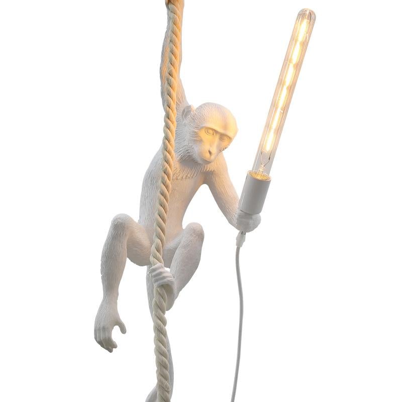 Modern Lovely Gold White Monkey Hemp Rope Pendant Lamp For Children Home Bar Cafe Decoration