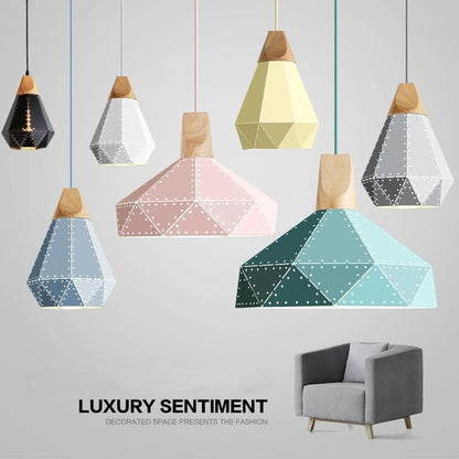 Modern minimalist design pendant lamp Nordic creative colorful led lamp home lighting bar restaurant iron solid wood lamp living