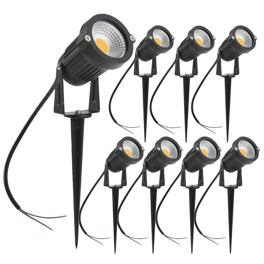 4pcs 5W LED Landscape Lights Waterproof Garden Pathway Lights Walls Trees Flags Outdoor Spotlights with Spike Lawn lamps