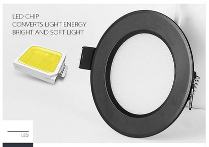 led downlight lamp Black waterproof 3w 5w 7W 9W 12W 15W led spot ceiling recessed downlights round led panel light