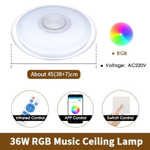 LED Music Ceiling Light RGB Bluetooth Speaker Lamp Home Party Bedroom 36W 40W  Remote Dimmable APP Smart Colorful Lighting