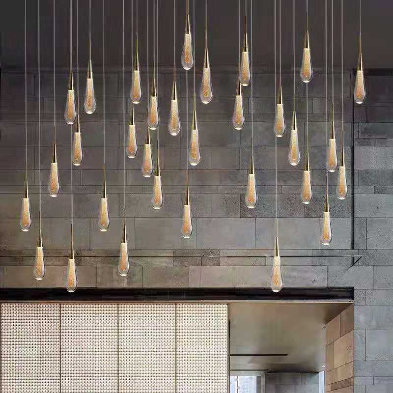 Simple Modern Restaurant Revolving Ladder Crystal Staircase Lighting Creative Personality Hotel Lobby Exhibition Hall Drop Chandelier