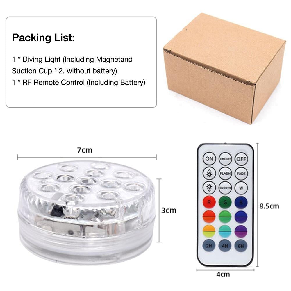 16 Color Underwater Light LED RGB Submersible Swimming Pool Lamp IP68 Waterproof With RF Remote for Fish Tanks Aquariums
