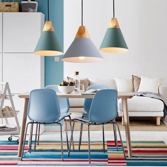 Nordic Modern Macaron Combination Wooden Pendant Lamp Loft Restaurant Cafe Decoration Pendant Light Bedroom Bedside Hanging Lamp
