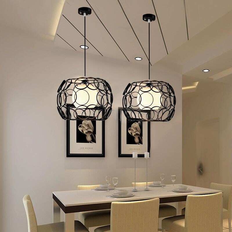 modern cage pendant light iron minimalist retro Scandinavian loft pyramid pendant lamp metal Hanging Lamp E27 Indoor DD01