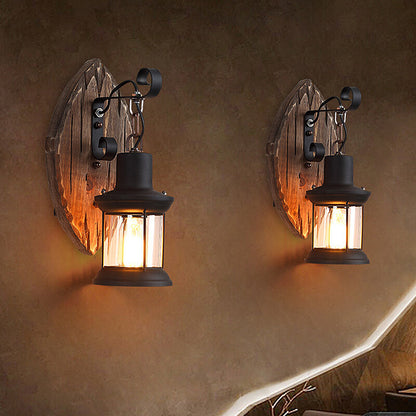 Outdoor Antique LED Loft Wall Lamp Wood Glass Restaurant Cafe Bar Sconces Vintage Industrial Retro Wall Sconce for Bedroom