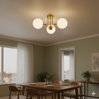 Nordic Magic Bean Bedroom Living Room Ceiling Light Modern PVC White Ball Glass Embedded Corridor Iron Art Light