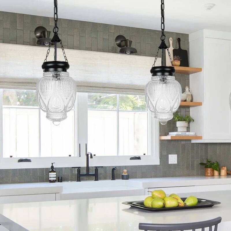 Farmhouse Glass Pendant Lights for Kitchen Island Modern Hanging Chandelier Ceiling Lam
