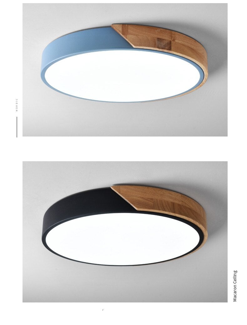 Modern Ceiling Light Wood Iron Acrylic Round Dustproof Lamp Kitchen Bedroom Porch LED Chip Decoration Lighting Fixture