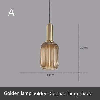 Novelty Stripe Glass Hanging Lights E27 LED 6 Color Lamp Holder Pendant Lamp For Kitchen Living Room Bedroom Hotel Restaurant