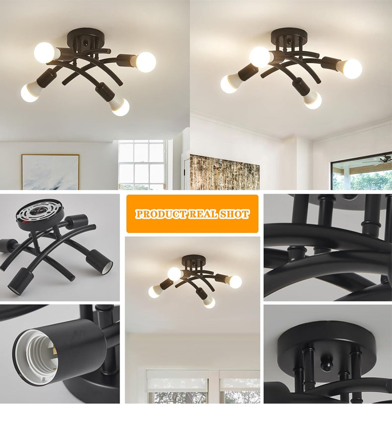 Retro-style Wrought Iron Pipe Pendant Light Industrial Art Pendant Lamp for Modern Living Room and Bedroom Lighting Decor