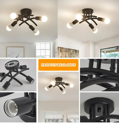 Retro-style Wrought Iron Pipe Pendant Light Industrial Art Pendant Lamp for Modern Living Room and Bedroom Lighting Decor
