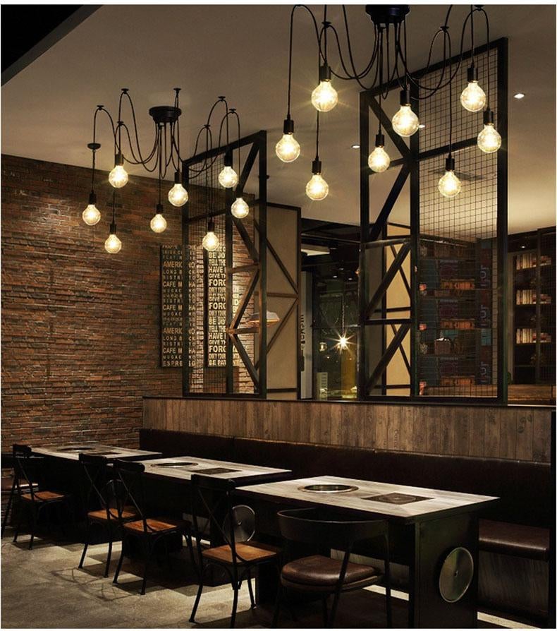 Chandelier DIY Art Spider Ceiling Lamp Fixture Light Hanging Mordern Nordic Retro Edison Bulb Light Vintage Loft Antique hanging